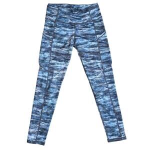 Lululemon Multiple Pockets High Rise Marbled Blue Leggings Women Sz 8